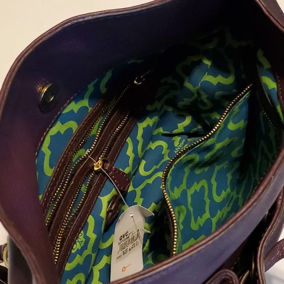 Plum Leather Oryany Shoulder Satchel - Picture 6 of 8